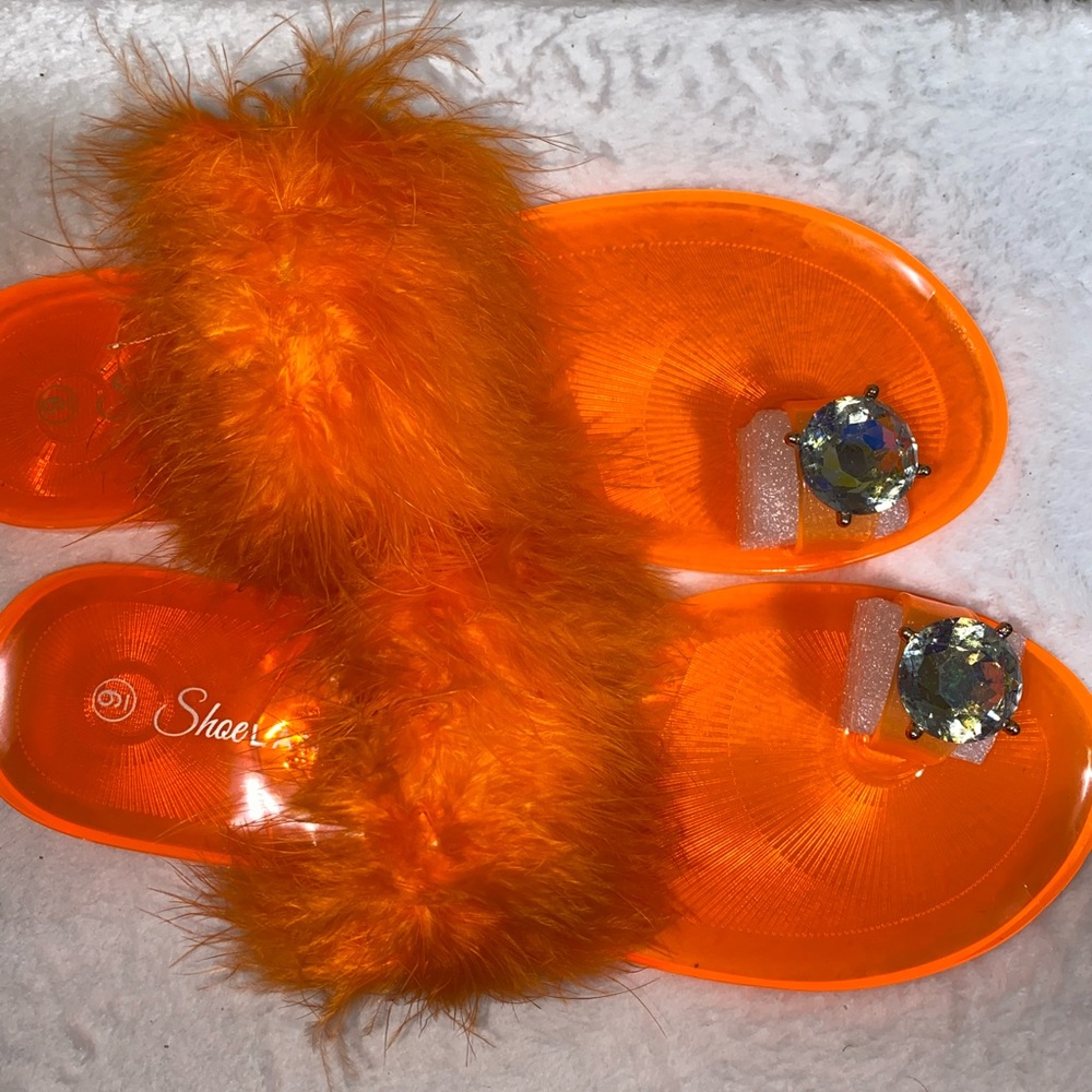 Bright orange Rhinestone Sandals - Picture 2 of 3